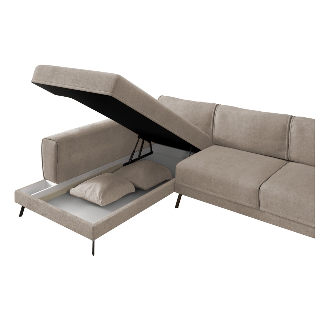 ΚΑΝΑΠΕΣ ΚΡΕΒΑΤΙ ΑΡΙΣΤΕΡΗ ΓΩΝΙΑ ZENORA HM3337.03L ΜΠΕΖ ΥΦΑΣΜΑ 303x214x80Υεκ