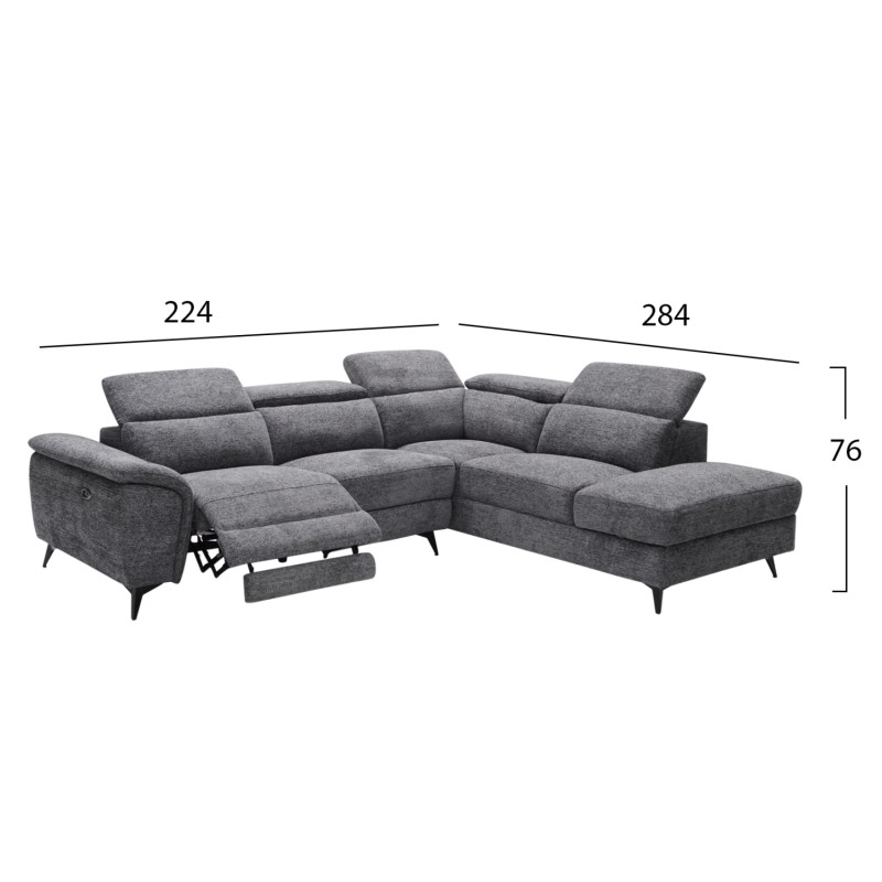 ΚΑΝΑΠΕΣ ΔΕΞΙΑ ΓΩΝΙΑ-ΑΝΑΚΛΙΣΗ & ΑΠΟΘ.ΧΩΡΟΣ-RESTRO HM3339.01R ΓΚΡΙ ΥΦΑΣΜΑ 290x220x80Υεκ