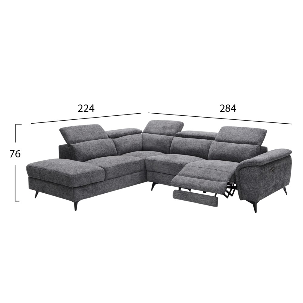 ΚΑΝΑΠΕΣ ΑΡΙΣΤΕΡΗ ΓΩΝΙΑ-ΑΝΑΚΛΙΣΗ & ΑΠΟΘ.ΧΩΡΟΣ-RESTRO HM3339.01L ΓΚΡΙ ΥΦΑΣΜΑ 284x224x76Υεκ