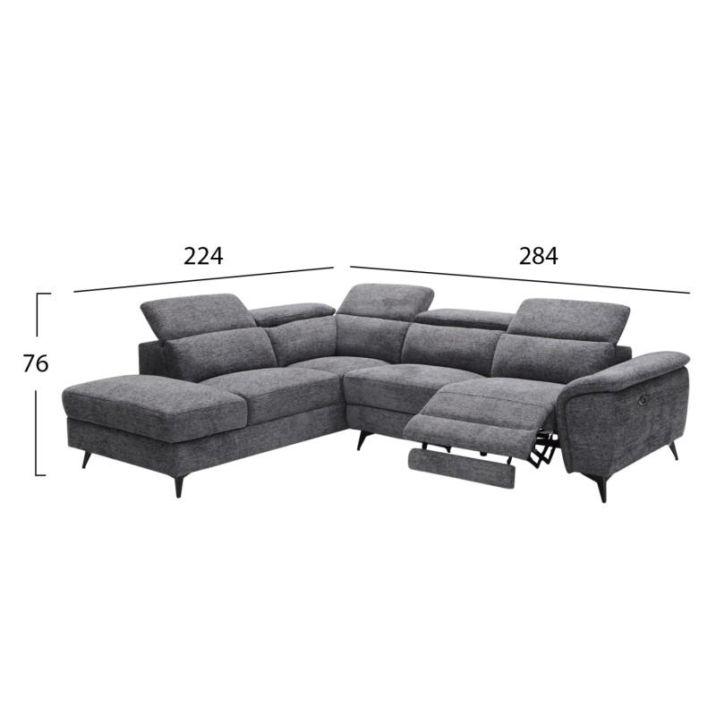 ΚΑΝΑΠΕΣ ΑΡΙΣΤΕΡΗ ΓΩΝΙΑ-ΑΝΑΚΛΙΣΗ & ΑΠΟΘ.ΧΩΡΟΣ-RESTRO HM3339.01L ΓΚΡΙ ΥΦΑΣΜΑ 284x224x76Υεκ