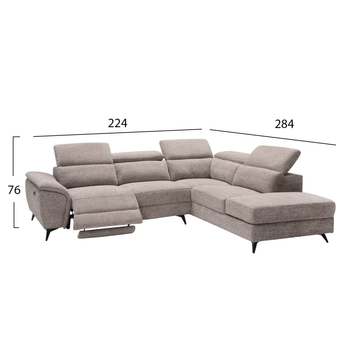 ΚΑΝΑΠΕΣ ΑΡΙΣΤΕΡΗ ΓΩΝΙΑ-ΑΝΑΚΛΙΣΗ & ΑΠΟΘ.ΧΩΡΟΣ-RESTRO HM3339.02L ΜΠΕΖ ΥΦΑΣΜΑ 290x220x80Υεκ