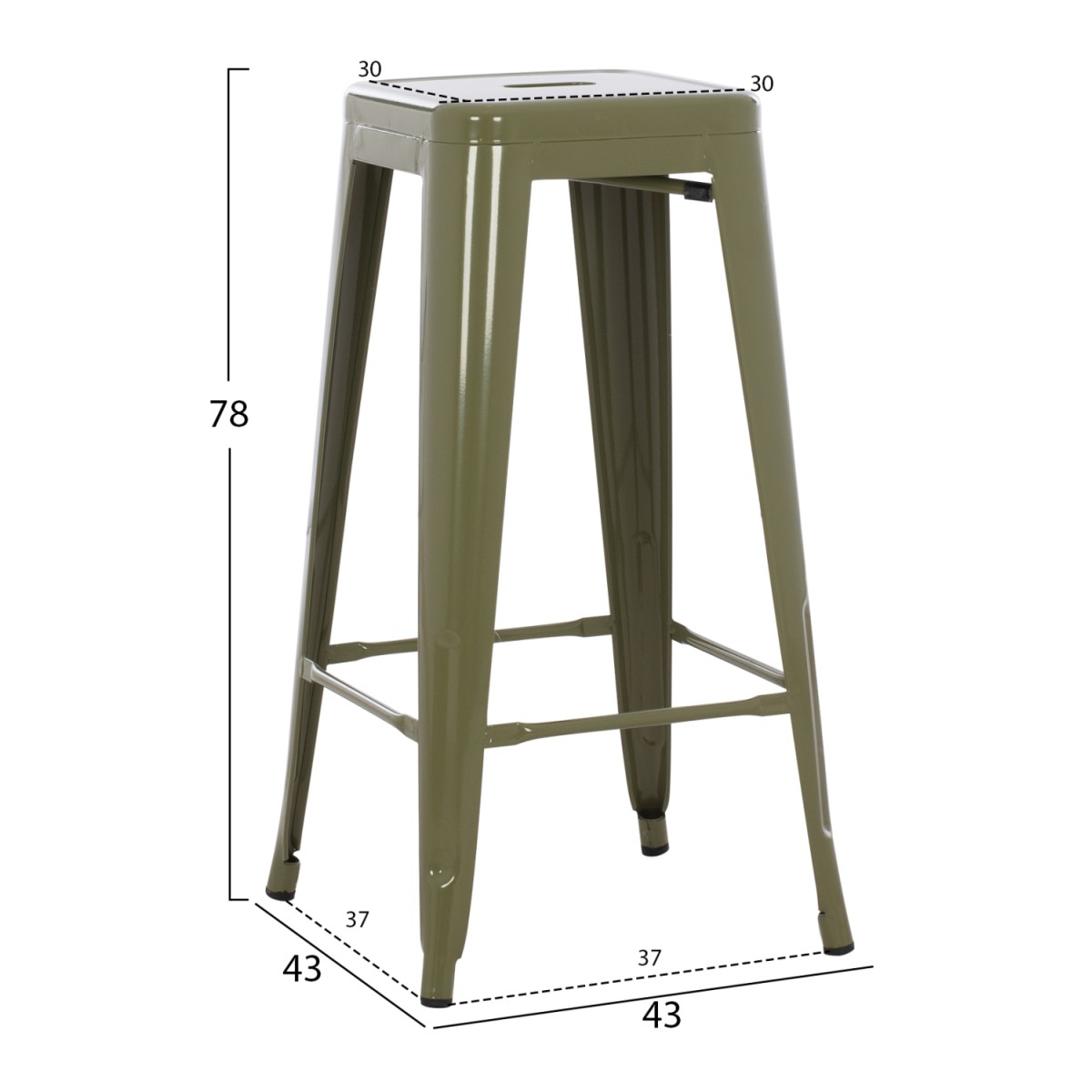 ΣΚΑΜΠΟ ΜΠΑΡ ΜΕΤΑΛΛΙΚΟ MELITA-PRO HM8642.43 ΣΕ DARK OLIVE 43x43x78Υεκ.