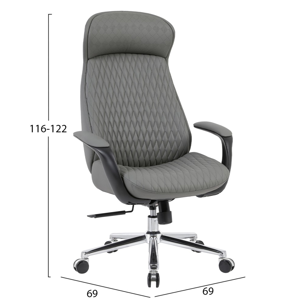 ΚΑΡΕΚΛΑ ΓΡΑΦΕΙΟΥ PREMIUM VELUM HM1233.10 ΓΚΡΙ PU--ΒΑΣΗ ΧΡΩΜΙΟΥ 71x69x116-122Υεκ.