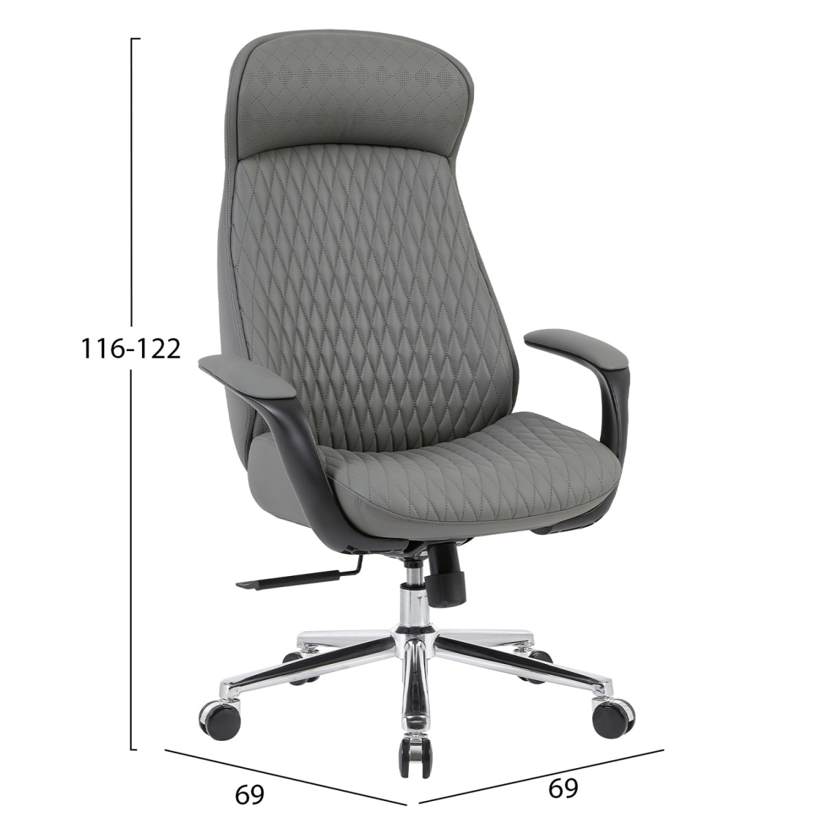 ΚΑΡΕΚΛΑ ΓΡΑΦΕΙΟΥ PREMIUM VELUM HM1233.10 ΓΚΡΙ PU--ΒΑΣΗ ΧΡΩΜΙΟΥ 71x69x116-122Υεκ.