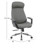 ΚΑΡΕΚΛΑ ΓΡΑΦΕΙΟΥ PREMIUM VELUM HM1233.10 ΓΚΡΙ PU--ΒΑΣΗ ΧΡΩΜΙΟΥ 71x69x116-122Υεκ.