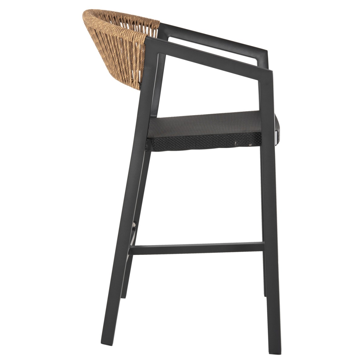 ΣΚΑΜΠΟ ΑΛΟΥΜΙΝΙΟΥ HM5892.15 ΜΕΣΑΙΟΥ ΥΨΟΥΣ RATTAN & TEXTLINE ΜΑΥΡΟ ΜΠΕΖ 56,5x57x99,5Y