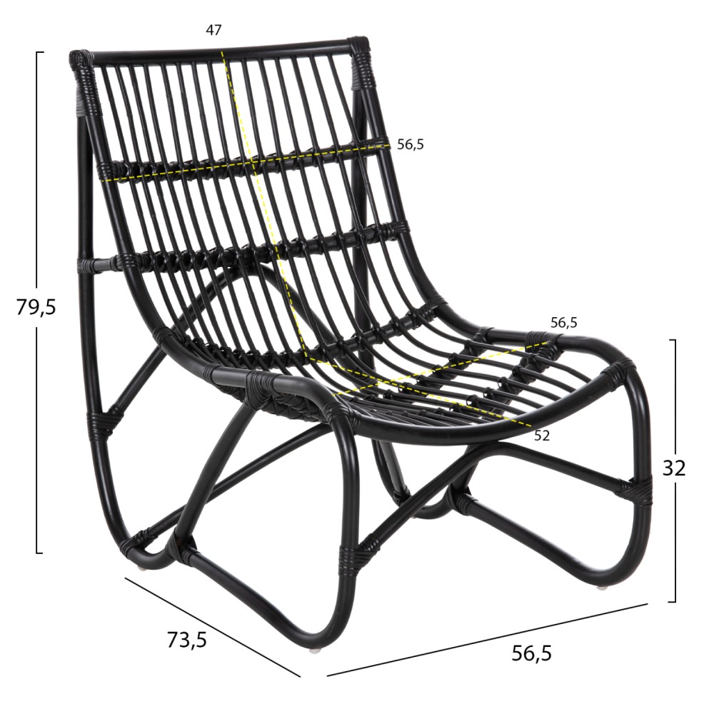 ΠΟΛΥΘΡΟΝΑ GRINN HM9815.02 ΡΑΒΔΟΙ RATTAN ΣΕ ΜΑΥΡΟ 56,5x73,5x79,5Υ εκ.--Β' ΔΙΑΛΟΓΗΣ