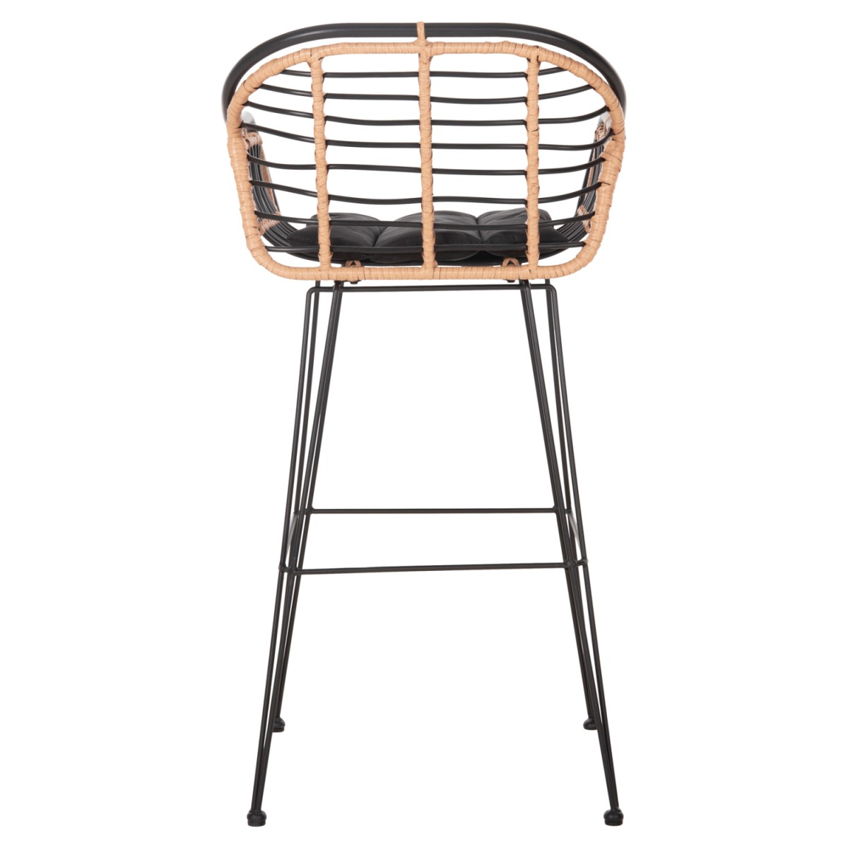 ΣΚΑΜΠΟ ΜΠΑΡ ALLEGRA HM5690.11 ΜΕΤΑΛΛΟ&ΜΑΞΙΛΑΡΙ ΜΑΥΡΟ-WICKER ΜΠΕΖ 55x54x108Υεκ.