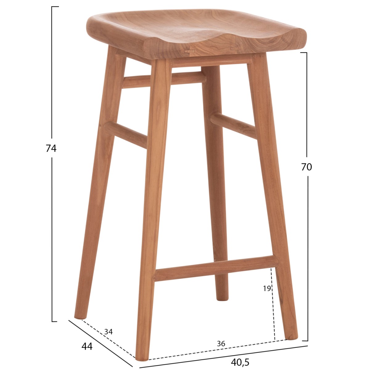 ΣΚΑΜΠΟ ΜΠΑΡ BOLMAR HM18108 ΞΥΛΟ ΤΕΑΚ ΣΕ ΦΥΣΙΚΟ 40.5x44x74Υεκ.