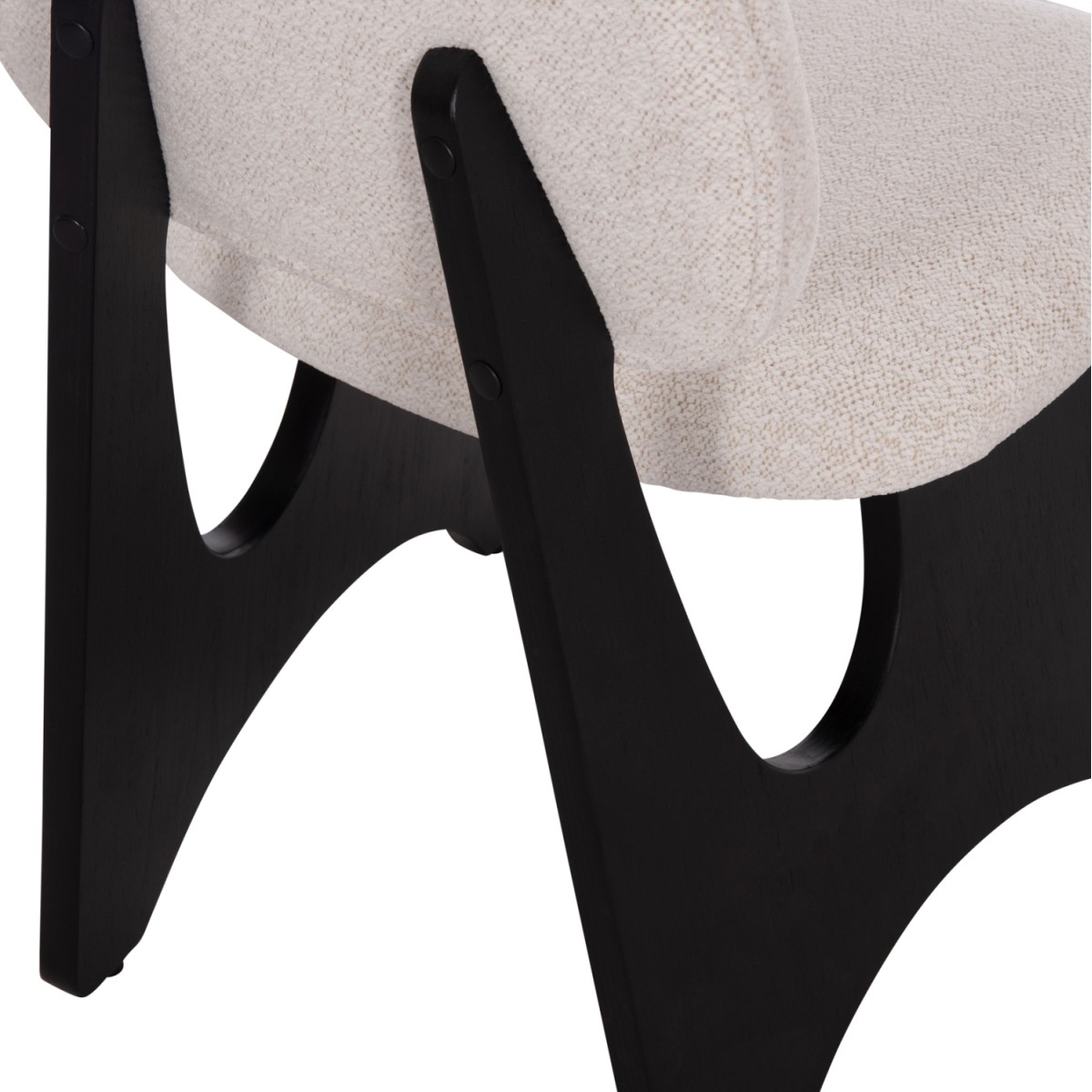 ΚΑΡΕΚΛΑ ΤΡΑΠΕΖΑΡΙΑΣ BELLISI HM18248.02 ΕΚΡΟΥ ΥΦΑΣΜΑ-PLYWOOD ΣΕ ΜΑΥΡΟ 53x56x78Υεκ.