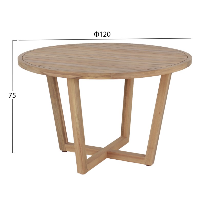 ΤΡΑΠΕΖΙ ΤΡΑΠΕΖΑΡΙΑΣ ΣΤΡΟΓΓΥΛΟ PARAISO HM6245 ΞΥΛΟ ΑΚΑΚΙΑΣ ΣΕ ΦΥΣΙΚΟ Φ120x75Υεκ