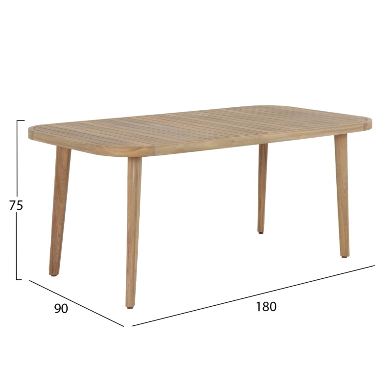 ΤΡΑΠΕΖΙ ΤΡΑΠΕΖΑΡΙΑΣ FLORIAN HM6248 ΞΥΛΟ ΑΚΑΚΙΑΣ ΣΕ ΦΥΣΙΚΟ 180x90x76Υεκ