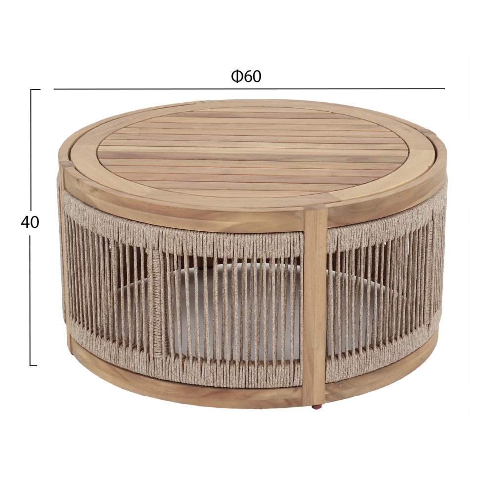 ΤΡΑΠΕΖΙ ΜΕΣΗΣ ΕΞ.ΧΩΡΟΥ ΣΤΡΟΓΓΥΛΟ MORMONT HM6262.01 ΞΥΛΟ ΑΚΑΚΙΑΣ-ΣΧΟΙΝΙ ΜΠΕΖ Φ60x40Υεκ