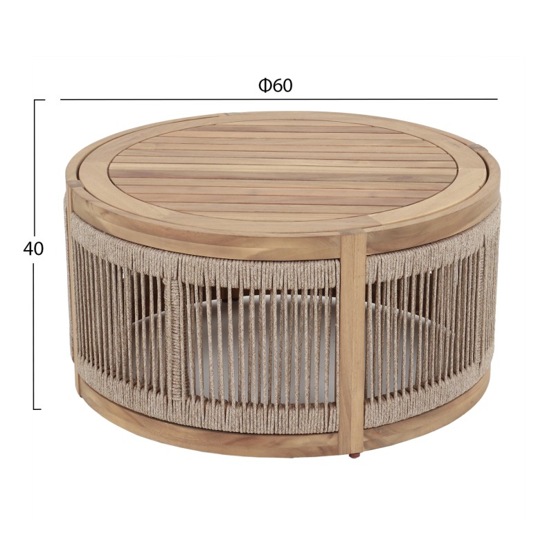 ΤΡΑΠΕΖΙ ΜΕΣΗΣ ΕΞ.ΧΩΡΟΥ ΣΤΡΟΓΓΥΛΟ MORMONT HM6262.01 ΞΥΛΟ ΑΚΑΚΙΑΣ-ΣΧΟΙΝΙ ΜΠΕΖ Φ60x40Υεκ