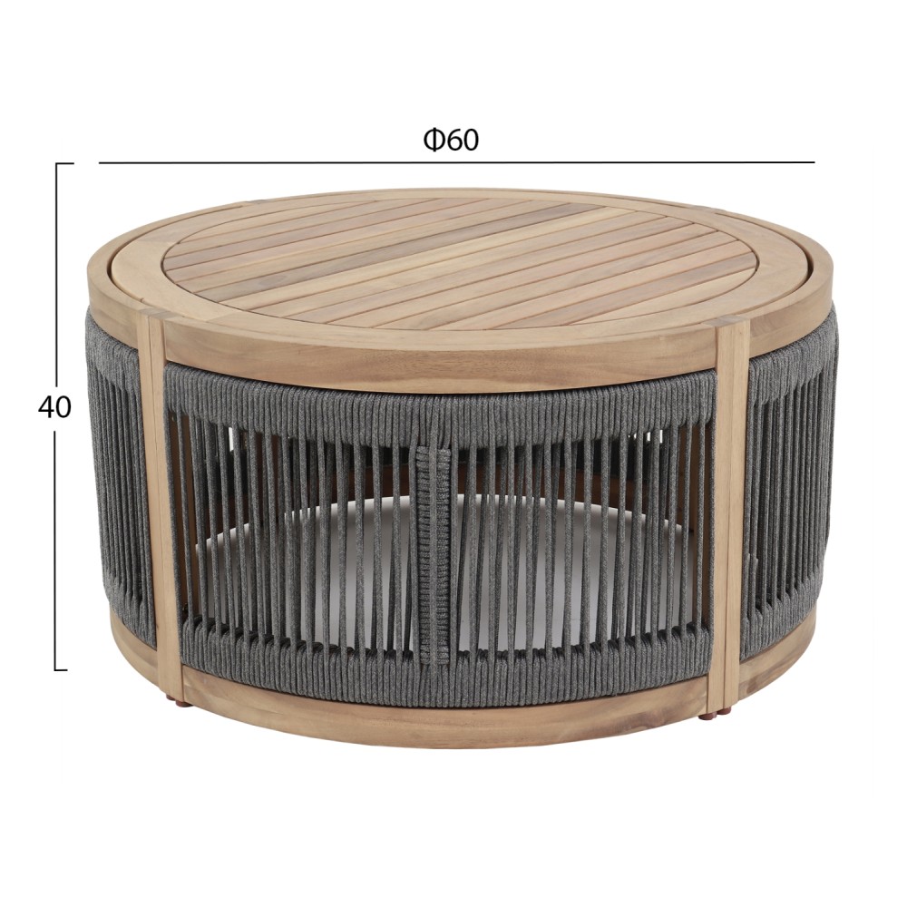 ΤΡΑΠΕΖΙ ΜΕΣΗΣ ΕΞ.ΧΩΡΟΥ ΣΤΡΟΓΓΥΛΟ MORMONT HM6262.02 ΞΥΛΟ ΑΚΑΚΙΑΣ-ΣΧΟΙΝΙ ΓΚΡΙ Φ60x40Υ