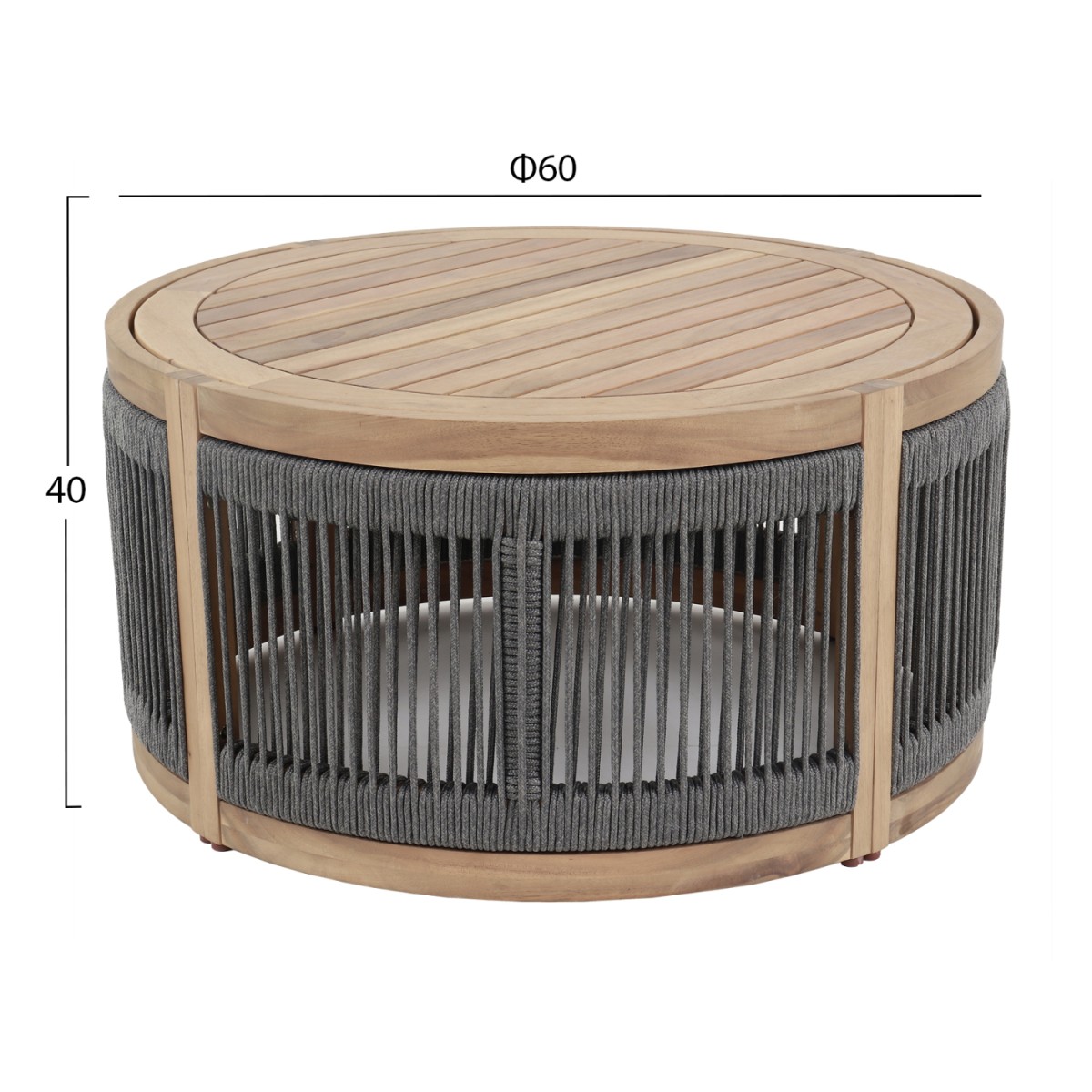 ΤΡΑΠΕΖΙ ΜΕΣΗΣ ΕΞ.ΧΩΡΟΥ ΣΤΡΟΓΓΥΛΟ MORMONT HM6262.02 ΞΥΛΟ ΑΚΑΚΙΑΣ-ΣΧΟΙΝΙ ΓΚΡΙ Φ60x40Υ