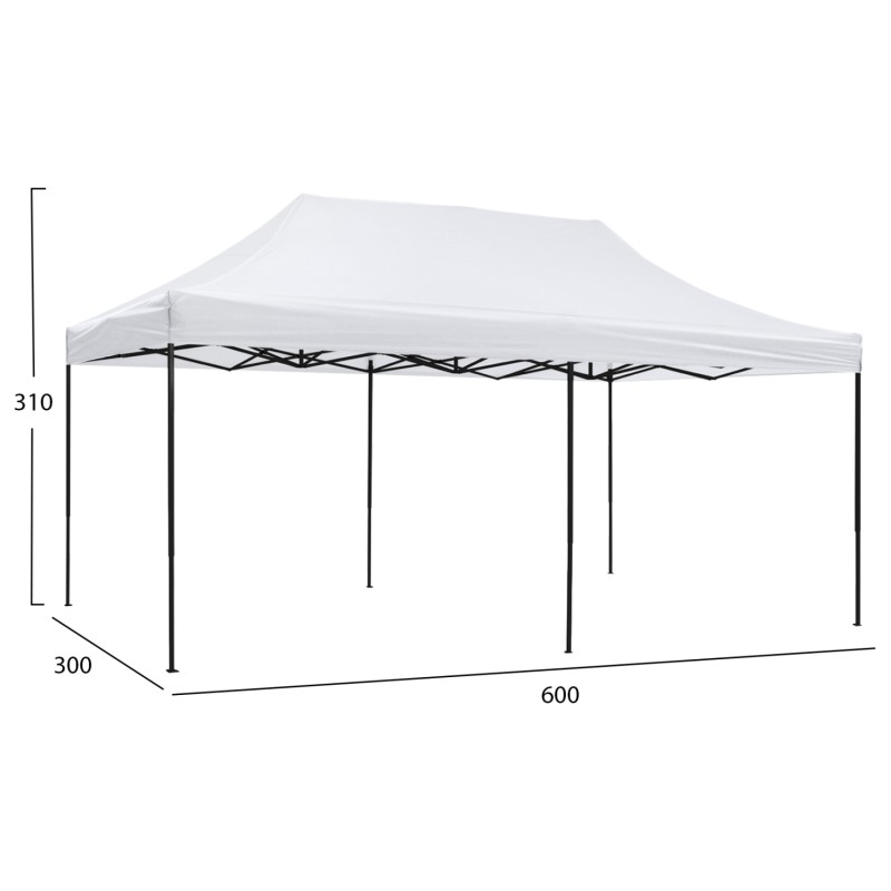 ΚΙΟΣΚΙ/GAZEBO MATTHEW HM6312 ΠΤΥΣΣΟΜΕΝΟ-ΣΚΕΛΕΤΟΣ ΜΕΤΑΛ.ΜΑΥΡΟΣ-ΛΕΥΚΟ ΥΦΑΣΜΑ 3x6x3,10Yμ
