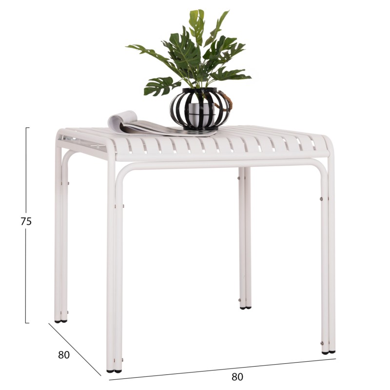 ΤΡΑΠΕΖΙ ΤΕΤΡΑΓΩΝΟ ΑΛΟΥΜΙΝΙΟΥ RACHEL HM6338.02 ΛΕΥΚΟ 80x80x75Υεκ.