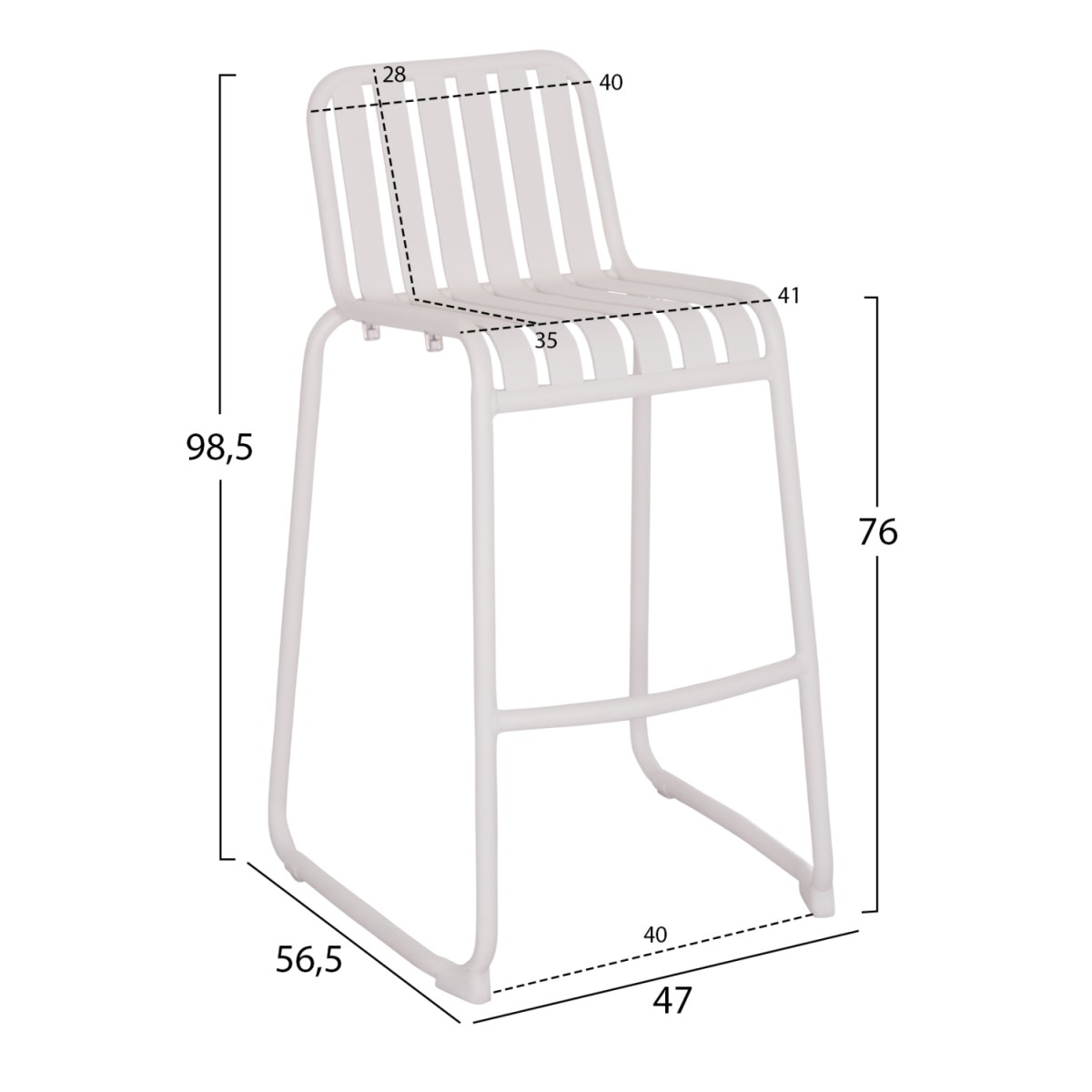 ΣΚΑΜΠΟ ΜΠΑΡ ΑΛΟΥΜΙΝΙΟΥ RACHEL HM6341.02 ΛΕΥΚΟ 47x56,5x98,5Υεκ.