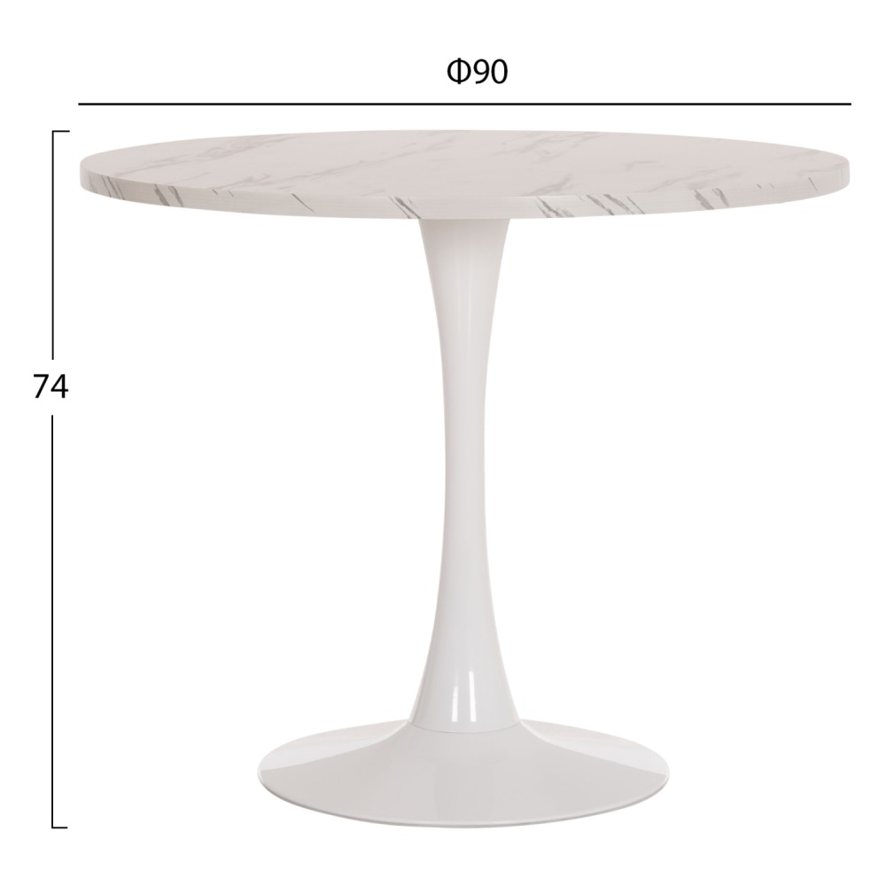 ΤΡΑΠΕΖΙ ΤΡΑΠΕΖΑΡΙΑΣ ROLLO HM9421.11 ΣΤΡΟΓΓΥΛΟ WHITE MARBLE Φ90x74Υεκ.