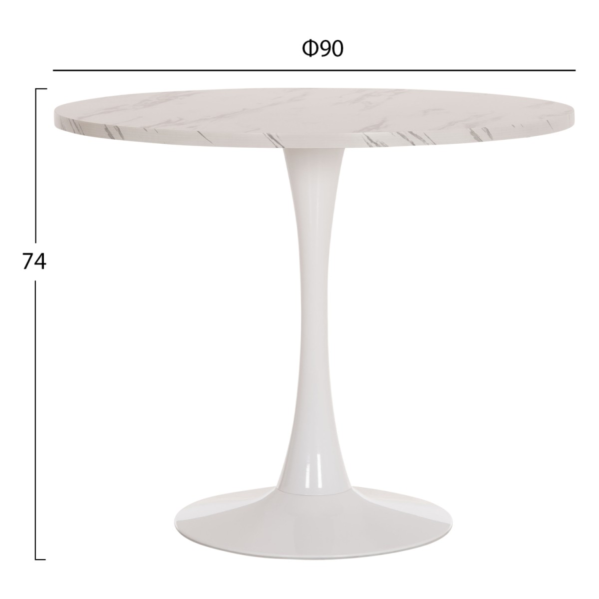 ΤΡΑΠΕΖΙ ΤΡΑΠΕΖΑΡΙΑΣ ROLLO HM9421.11 ΣΤΡΟΓΓΥΛΟ WHITE MARBLE Φ90x74Υεκ.