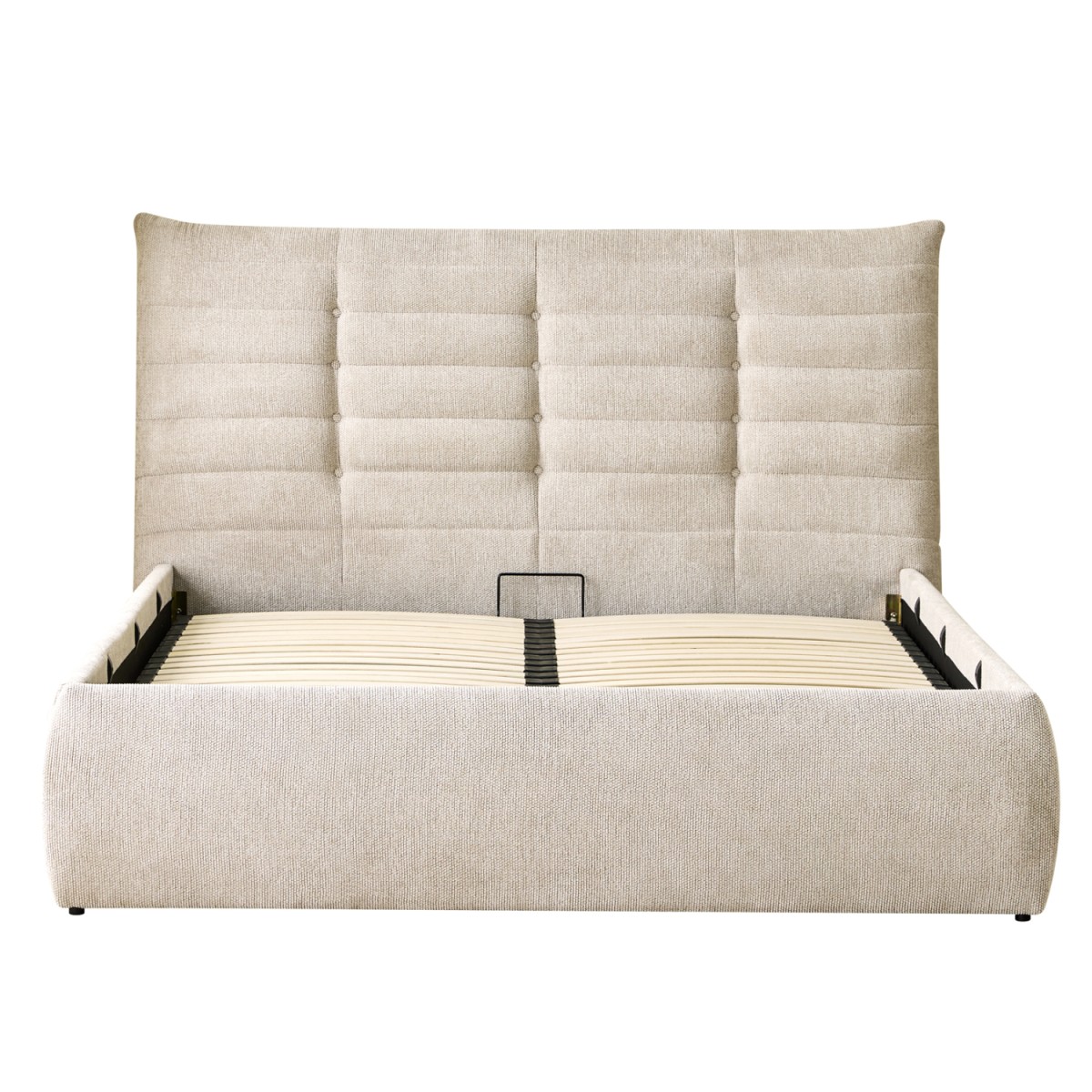 ΚΡΕΒΑΤΙ ΔΙΠΛΟ SANDRA HM732.03 ΜΠΕΖ ΥΦΑΣΜΑ & ΑΠΟΘΗΚΕΥΤΙΚΟΣ ΧΩΡΟΣ ΓΙΑ  ΣΤΡΩΜΑ 160x200εκ