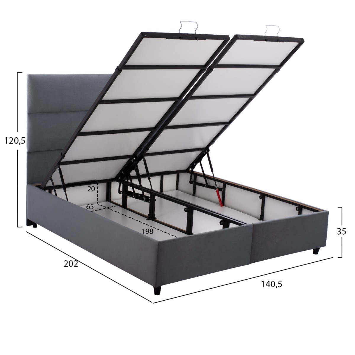 ΚΡΕΒΑΤΙ MILO ΜΕ ΑΠΟΘ.ΧΩΡΟ HM738.10 ΓΚΡΙ ΒΕΛΟΥΔΟ-- ΓΙΑ ΣΤΡΩΜΑ 140x200εκ
