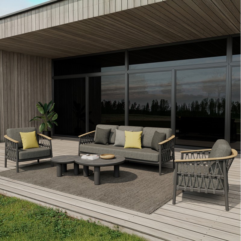 ΣΕΤ ΣΑΛΟΝΙ 5ΤΜΧ STREAM HM6426.01 ΑΝΘΡΑΚΙ ΑΛΟΥΜΙΝΙΟ-STRAP ΣΧΟΙΝΙ-OLEFIN