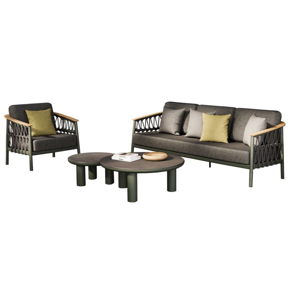 ΣΕΤ ΣΑΛΟΝΙ 5ΤΜΧ STREAM HM6426.07 ΠΡΑΣΙΝΟ ΑΛΟΥΜΙΝΙΟ-ΑΝΘΡΑΚΙ ΣΧΟΙΝΙ-OLEFIN