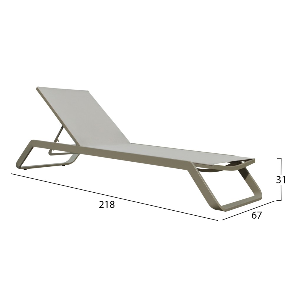 ΞΑΠΛΩΣΤΡΑ ΑΛΟΥΜΙΝΙΟΥ MARIMAR HM6562.03 ΣΚΕΛΕΤΟΣ TAUPE & TEXTILENE ΜΠΕΖ 220x67.5x31.5Υεκ