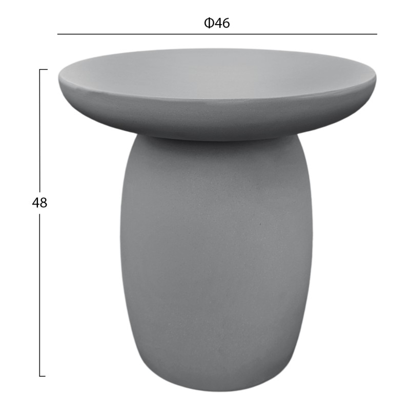 ΤΡΑΠΕΖΙ ΒΟΗΘΗΤΙΚΟ FIBER CEMENT ΣΤΡΟΓΓΥΛΟ HIKARI HM6593.01 ΓΚΡΙ Φ46x48Υεκ.