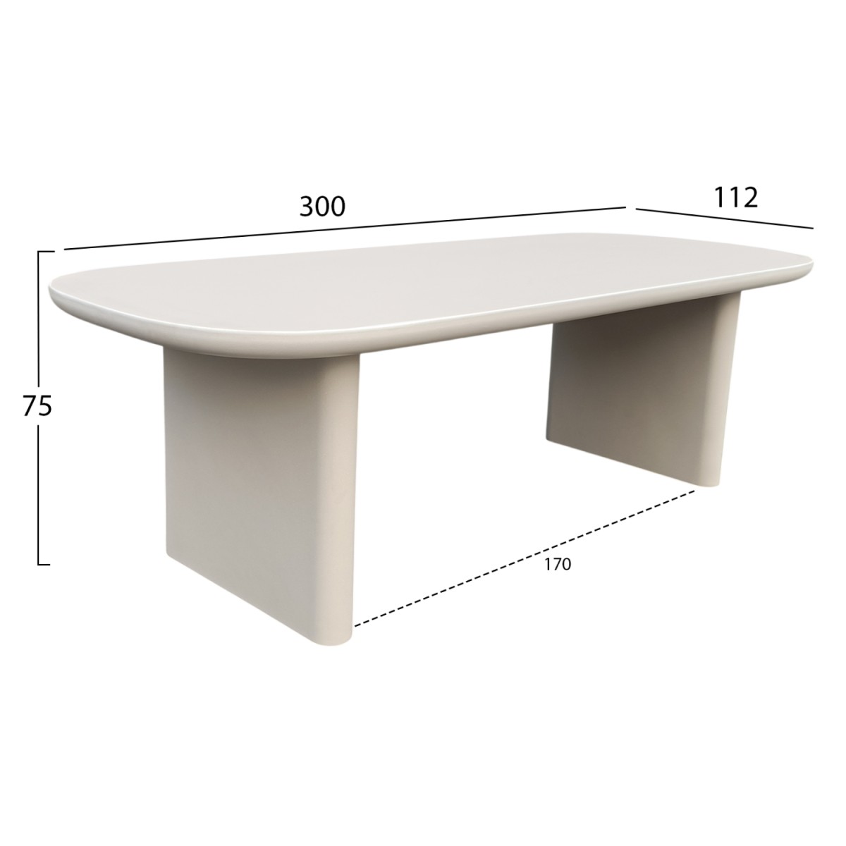 ΤΡΑΠΕΖΙ ΤΡΑΠΕΖΑΡΙΑΣ AZAMI HM6601.02 ΜΠΕΖ FIBER CEMENT 300x112x75Υεκ.