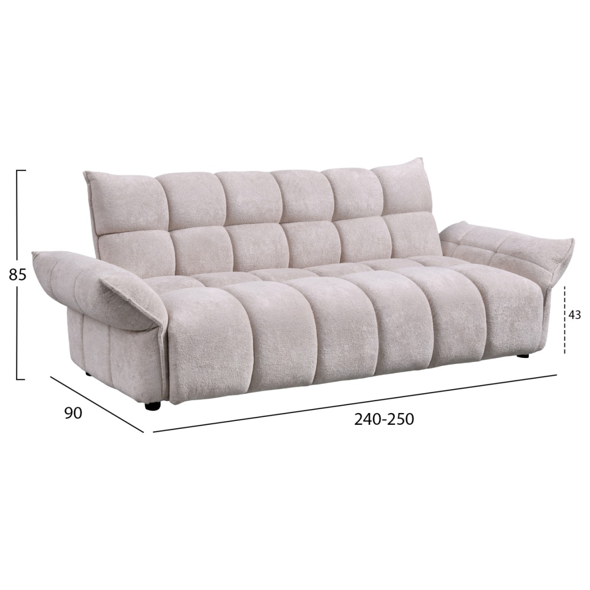 ΚΑΝΑΠΕΣ ΚΡΕΒΑΤΙ MELU HM3314.02 ΜΠΕΖ ΥΦΑΣΜΑ--ΚΑΘΙΣΜΑ POCKET SPRINGS 240-250x90x85Υεκ.