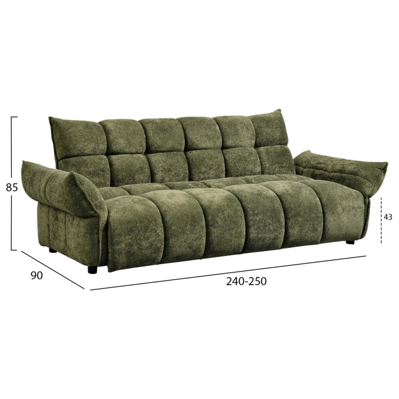 ΚΑΝΑΠΕΣ ΚΡΕΒΑΤΙ MELU HM3314.03 ΠΡΑΣΙΝΟ ΥΦΑΣΜΑ--ΚΑΘΙΣΜΑ POCKET SPRINGS 245x90x85Υεκ