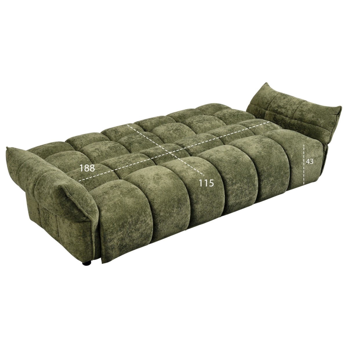 ΚΑΝΑΠΕΣ ΚΡΕΒΑΤΙ MELU HM3314.03 ΠΡΑΣΙΝΟ ΥΦΑΣΜΑ--ΚΑΘΙΣΜΑ POCKET SPRINGS 245x90x85Υεκ