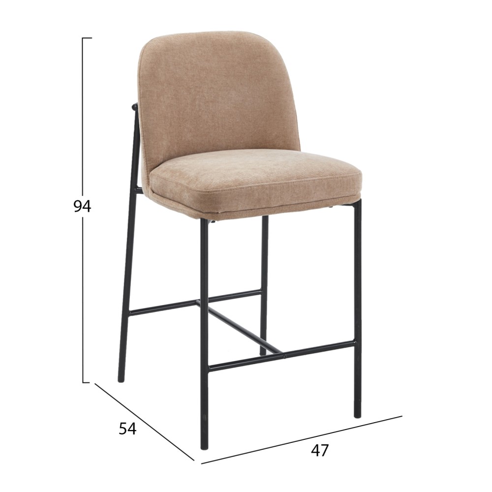 ΣΚΑΜΠΟ ΜΠΑΡ ΜΕΣ.ΥΨΟΥΣ MANIDO HM18427.02 TAUPE ΥΦΑΣΜΑ-ΜΕΤΑΛ.ΜΑΥΡΟΣ ΣΚΕΛΕΤΟΣ 45x55x92Υεκ