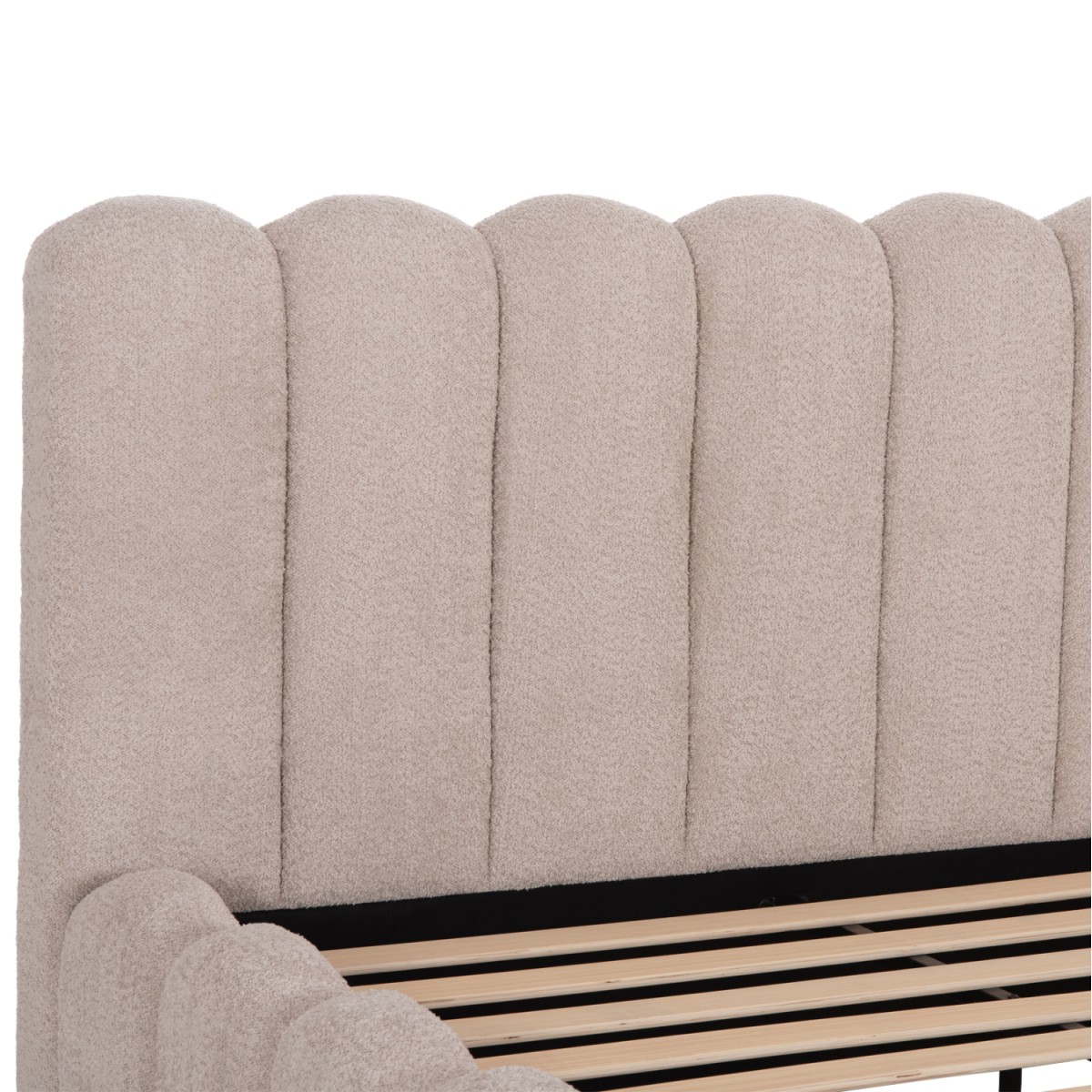 ΚΡΕΒΑΤΙ ΔΙΠΛΟ MARIUS HM759.03 ΜΠΕΖ CHENILLE ΥΦΑΣΜΑ-- ΓΙΑ ΣΤΡΩΜΑ 160x200εκ