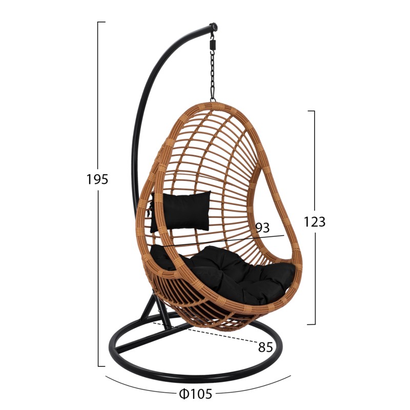 ΚΡΕΜΑΣΤΗ ΠΟΛΥΘΡΟΝΑ ΦΩΛΙΑ CALLIE HM5541.04 ΜΕ ΜΠΕΖ WICKER & ΜΑΥΡΑ ΜΑΞΙΛΑΡΙΑ Φ105Χ195Υ εκ.