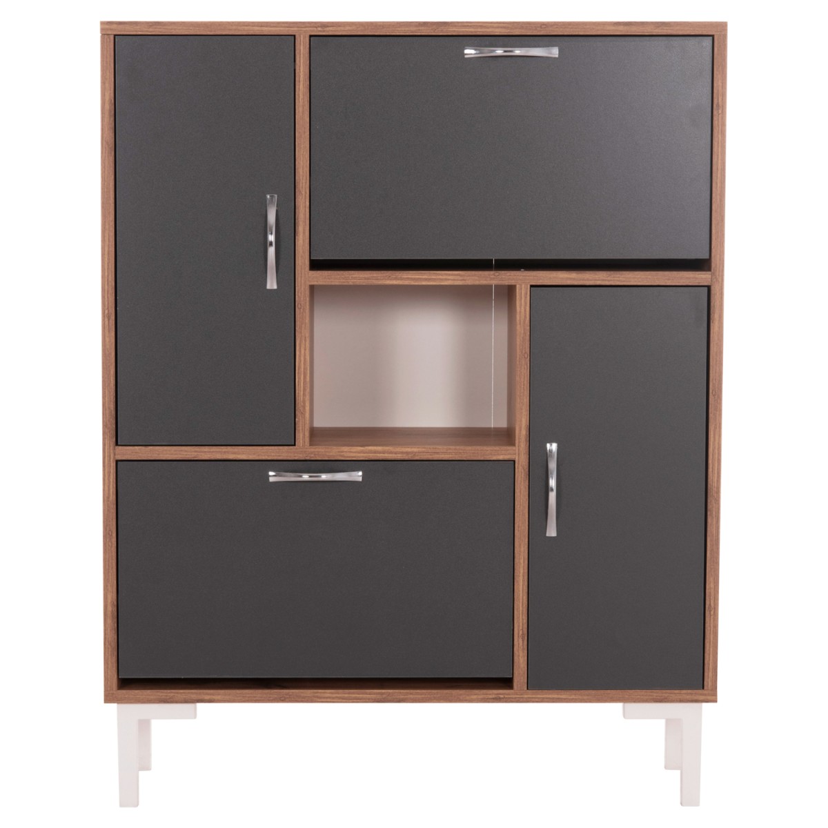 ΠΑΠΟΥΤΣΟΘΗΚΗ MEDY HM18187.02 ΜΕΛΑΜΙΝΗ ΣΕ ΦΥΣΙΚΟ & ΑΝΘΡΑΚΙ-ΜΑΥΡΑ ΠΟΔΙΑ 85x30x108.5Υεκ
