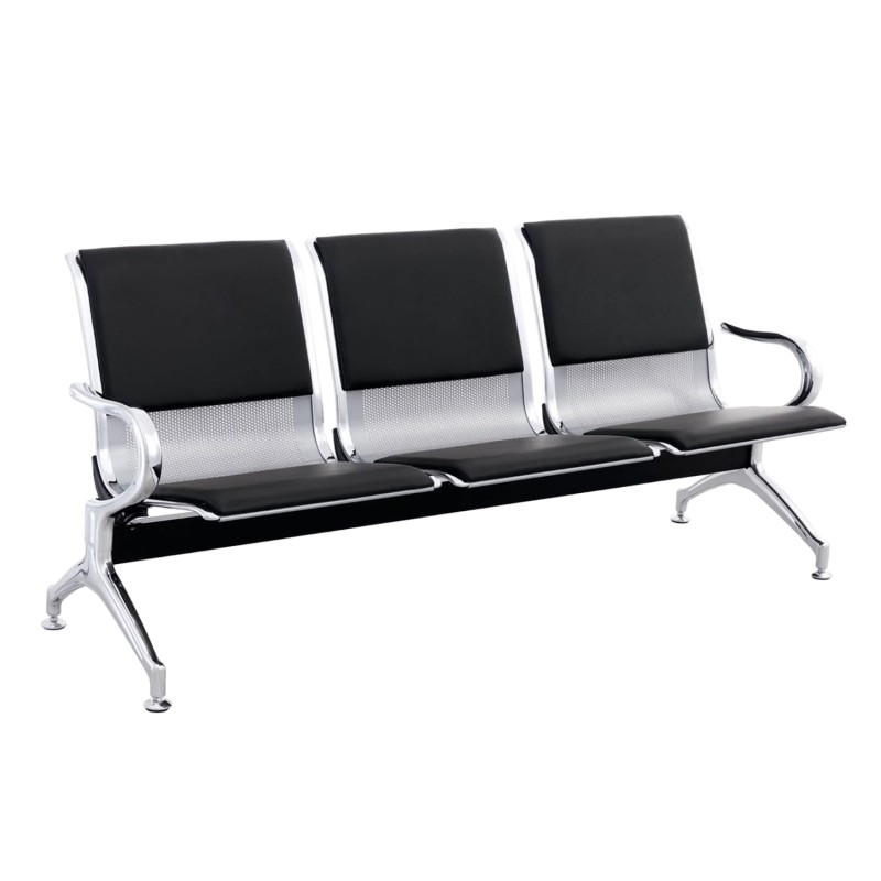 ΚΑΘΙΣΜΑ ΑΝΑΜΟΝΗΣ Τ.ΑΕΡΟΔΡΟΜΙΟΥ 3ΘΕΣΙΟ AVIATOR HM18400 ΜΕΤΑΛΛΟ ΜΕ PU ΜΑΥΡΟ 171x64x77Υ