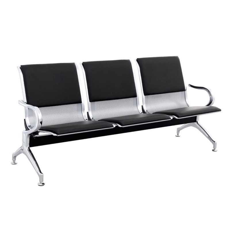 ΚΑΘΙΣΜΑ ΑΝΑΜΟΝΗΣ Τ.ΑΕΡΟΔΡΟΜΙΟΥ 3ΘΕΣΙΟ AVIATOR HM18400 ΜΕΤΑΛΛΟ ΜΕ PU ΜΑΥΡΟ 171x64x77Υ