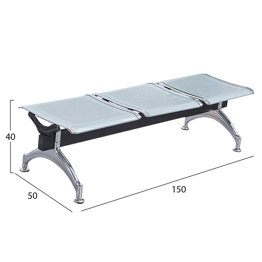 ΠΑΓΚΑΚΙ ΑΝΑΜΟΝΗΣ Τ.ΑΕΡΟΔΡΟΜΙΟΥ 3ΘΕΣΙΟ AVIATOR HM18404 ΜΕΤΑΛΛΟ MESH ΓΚΡΙ 150x50x40Υεκ