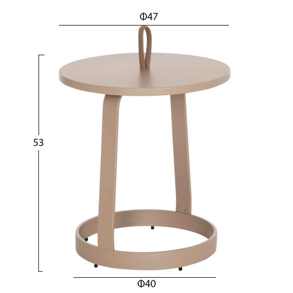 ΤΡΑΠΕΖΙ ΒΟΗΘΗΤΙΚΟ ΕΞ.ΧΩΡΟΥ MINO HM6432.03 ΑΛΟΥΜΙΝΙΟ & ΣΧΟΙΝΙ ΚΑΠΟΥΤΣΙΝΟ Φ47x53Υεκ
