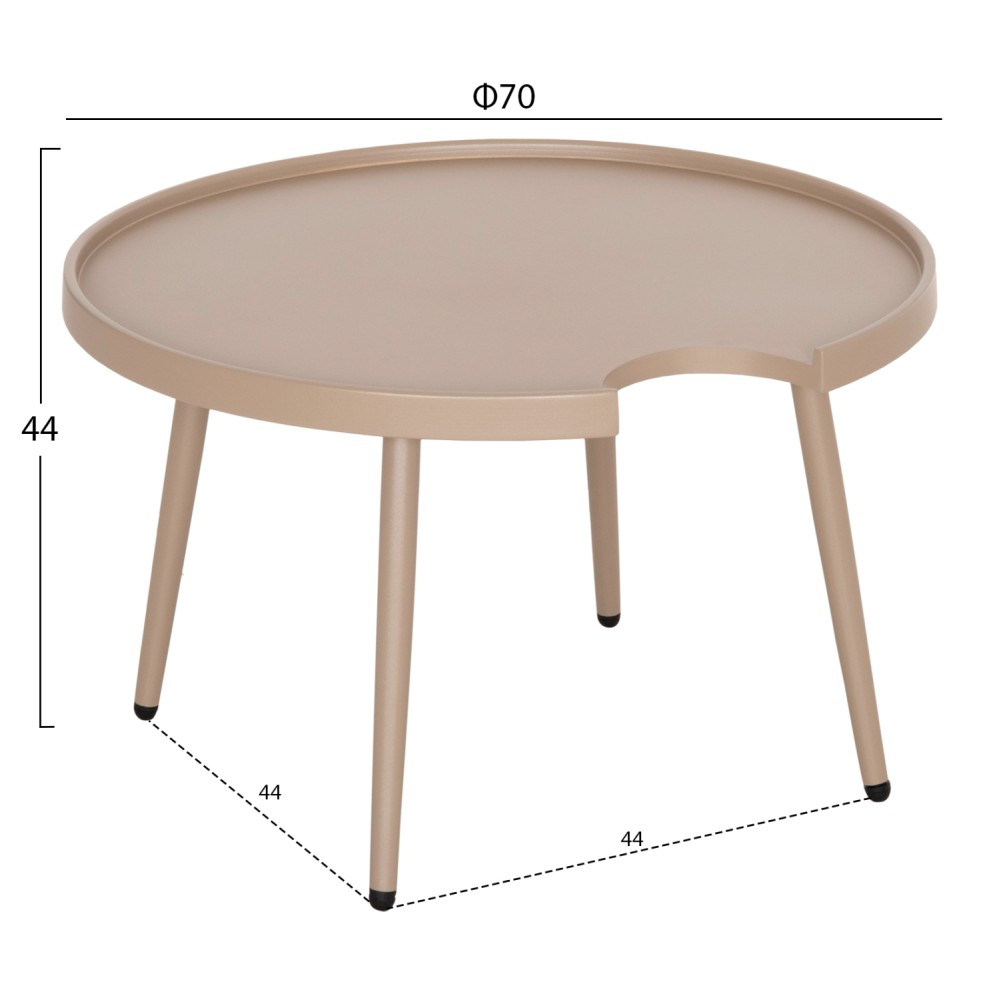 ΤΡΑΠΕΖΙ ΜΕΣΗΣ ΣΤΡΟΓΓΥΛΟ ΕΞ.ΧΩΡΟΥ TEROC HM6434.03 ΑΛΟΥΜΙΝΙΟ ΚΑΠΟΥΤΣΙΝΟ Φ70x44Υεκ