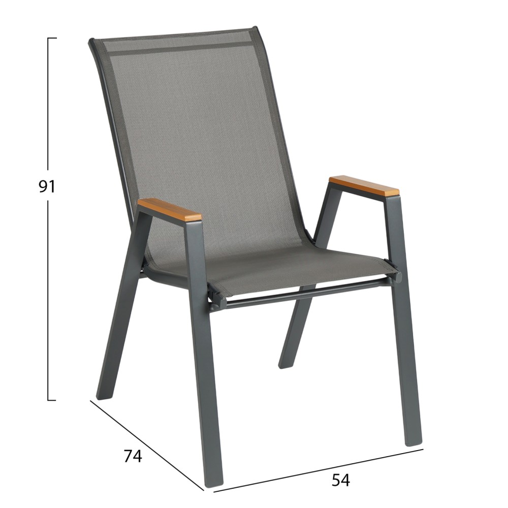 ΠΟΛΥΘΡΟΝΑ ΕΞ.ΧΩΡΟΥ LEONE HM6429.01 ΜΕΤΑΛΛΙΚΗ ΓΚΡΙ--TEXTILENE ΓΚΡΙ 55x74x90Υεκ