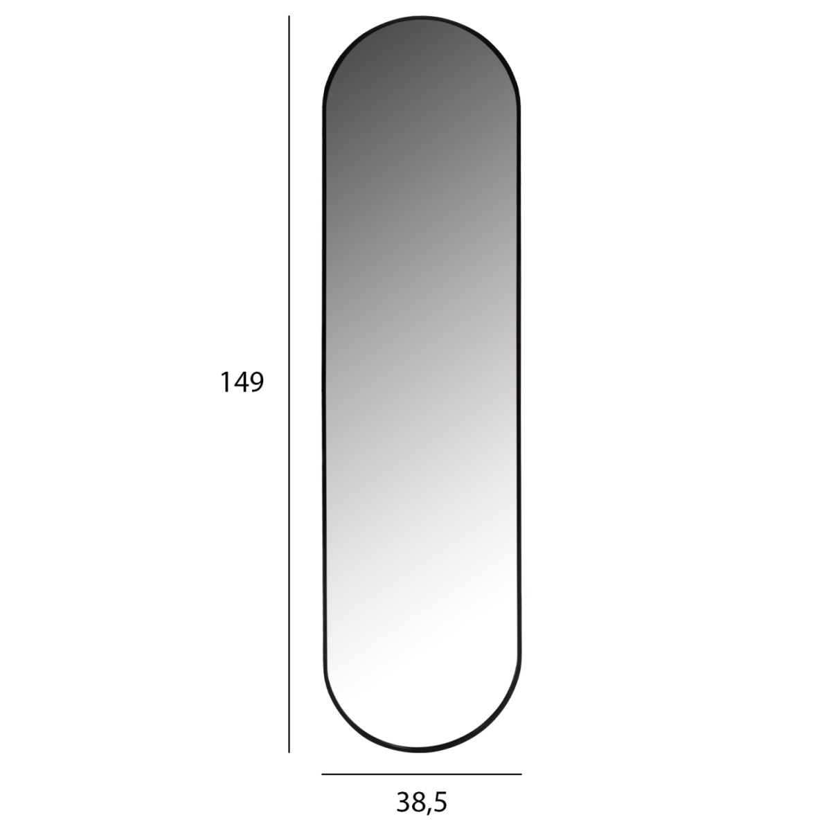 ΚΑΘΡΕΠΤΗΣ ΤΟΙΧΟΥ HM9581.01 ΨΗΛΟΣ ΟΒΑΛ ΣΚΕΛΕΤΟΣ ΑΛΟΥΜΙΝΙΟΥ ΜΑΥΡΟΣ 38,5x4x149Υεκ.