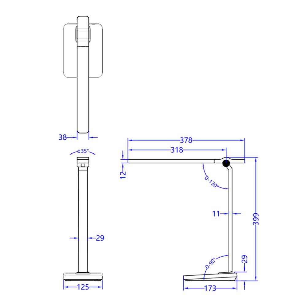 ΦΩΤΙΣΤΙΚΟ ΓΡΑΦΕΙΟΥ LED BLAIN PRO HM4448.02 ΜΑΥΡΟ ΧΡΩΜΑ ABS 17,3x12,5x39,9Υεκ.