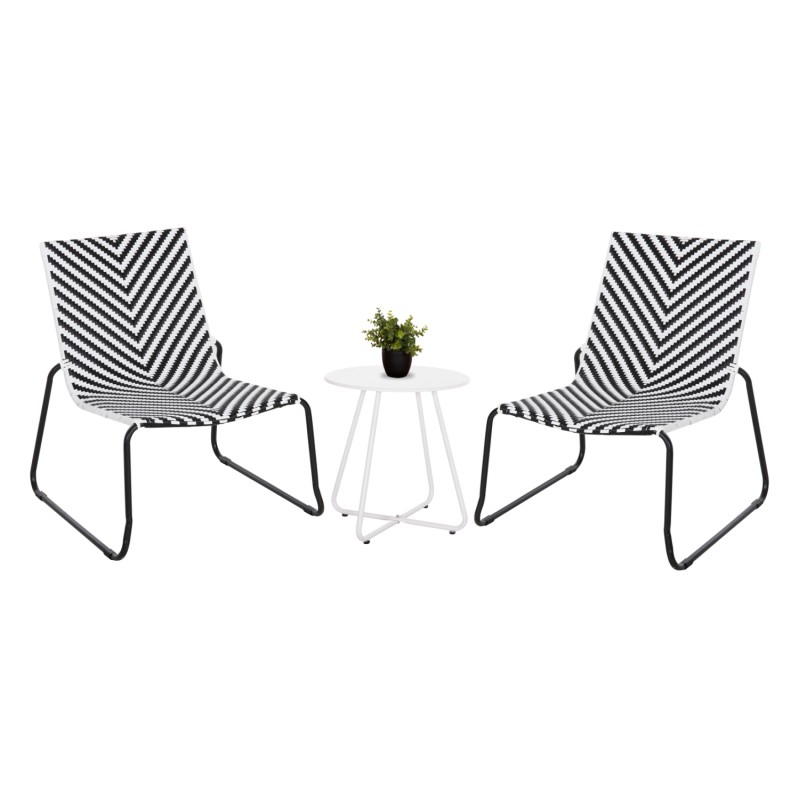 ΣΕΤ LOUNGE 3TMX ΕΞ.ΧΩΡΟΥ PONY HM21193.02 ΜΕΤΑΛΛΟ ΚΑΙ ΣΥΝΘ.RATTAN ΣΕ ΛΕΥΚΟ-ΜΑΥΡΟ