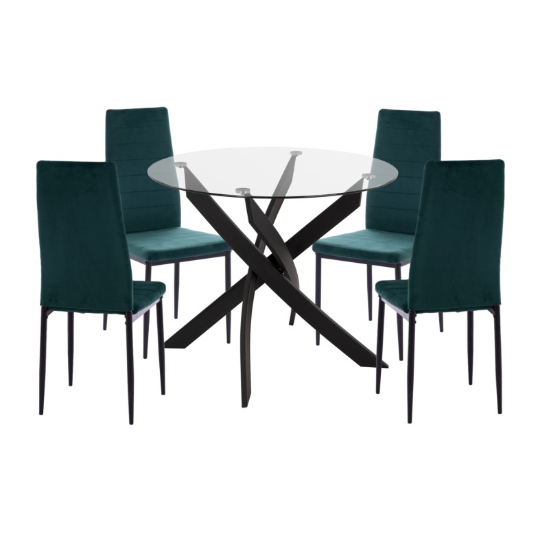 ΣΕΤ ΤΡΑΠΕΖΑΡΙΑΣ 5ΤΜΧ LADY HM21199.03 ΓΥΑΛΙ--ΜΕΤΑΛΛΟ ΣΕ ΜΑΥΡΟ & ΒΕΛΟΥΔΟ ΚΥΠΑΡΙΣΣΙ