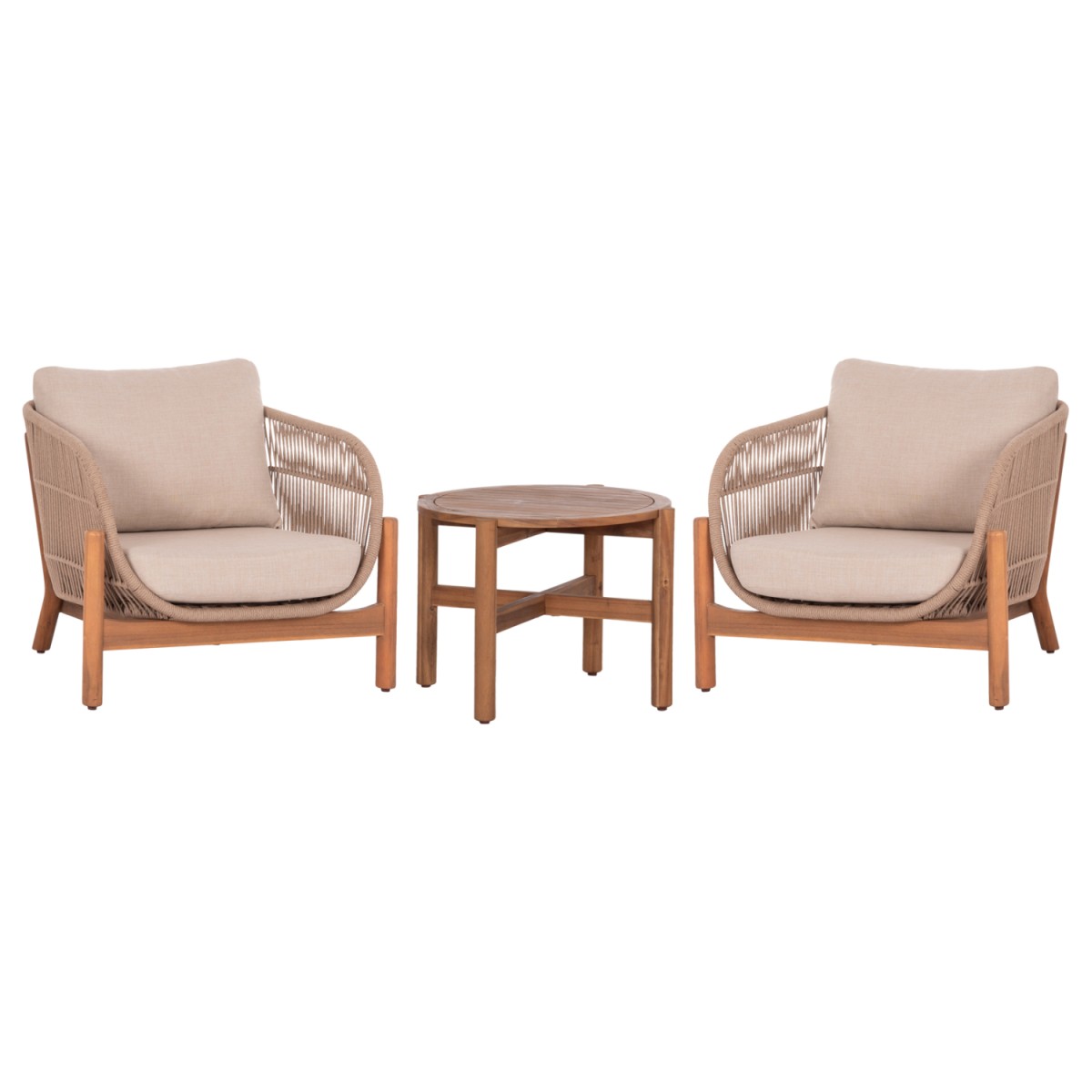 LOUNGE ΣΕΤ SANJI HM21214 ΤΡΑΠΕΖΙ & 2 ΠΟΛΥΘΡΟΝΕΣ--ΞΥΛΟ ΑΚΑΚΙΑΣ-ΑΛΟΥΜΙΝΙΟ-ΣΧΟΙΝΙ
